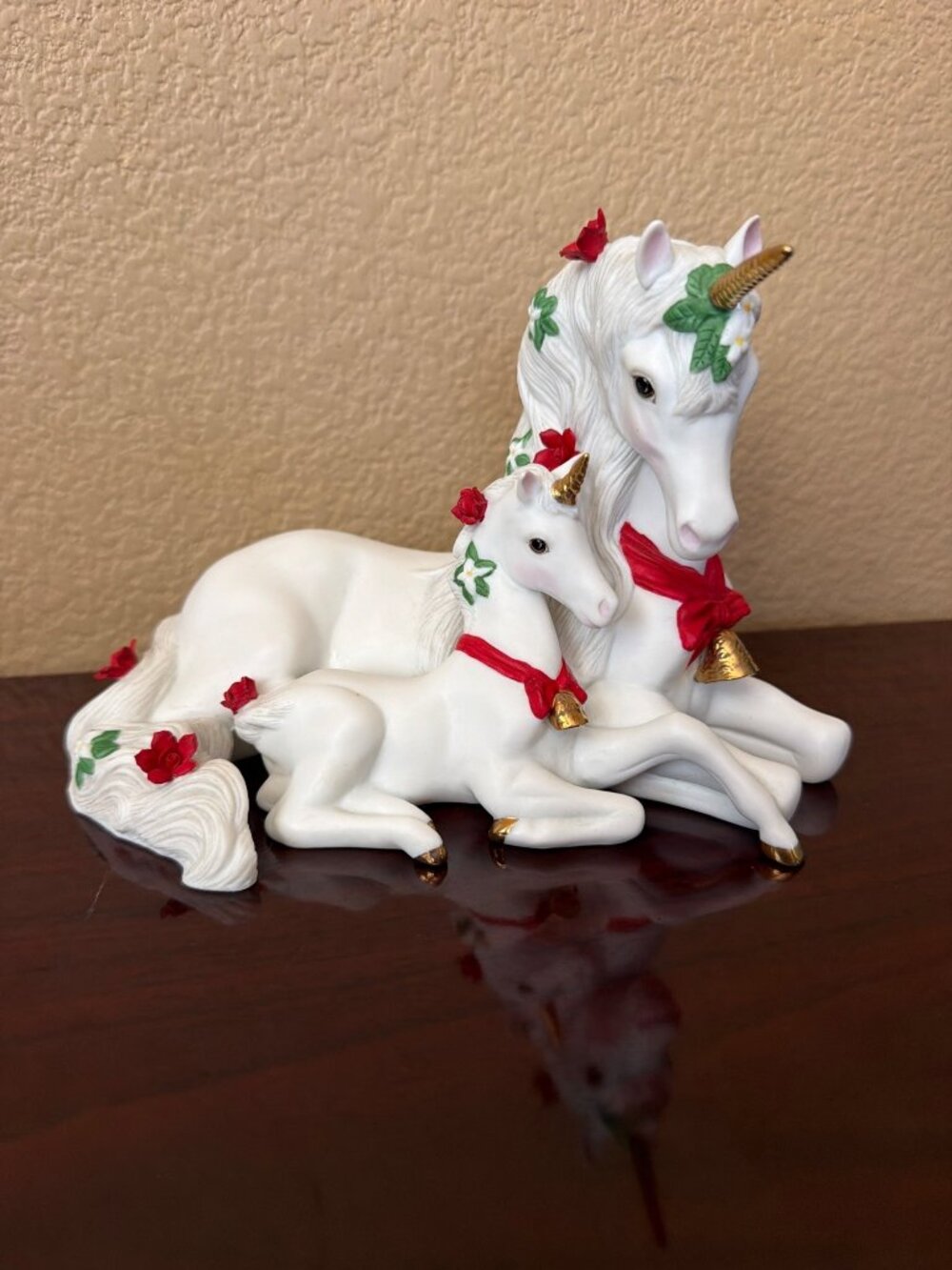 1992 Princeton Gallery Yuletide Blessing Unicorn Mother Foal Porcelain 1992